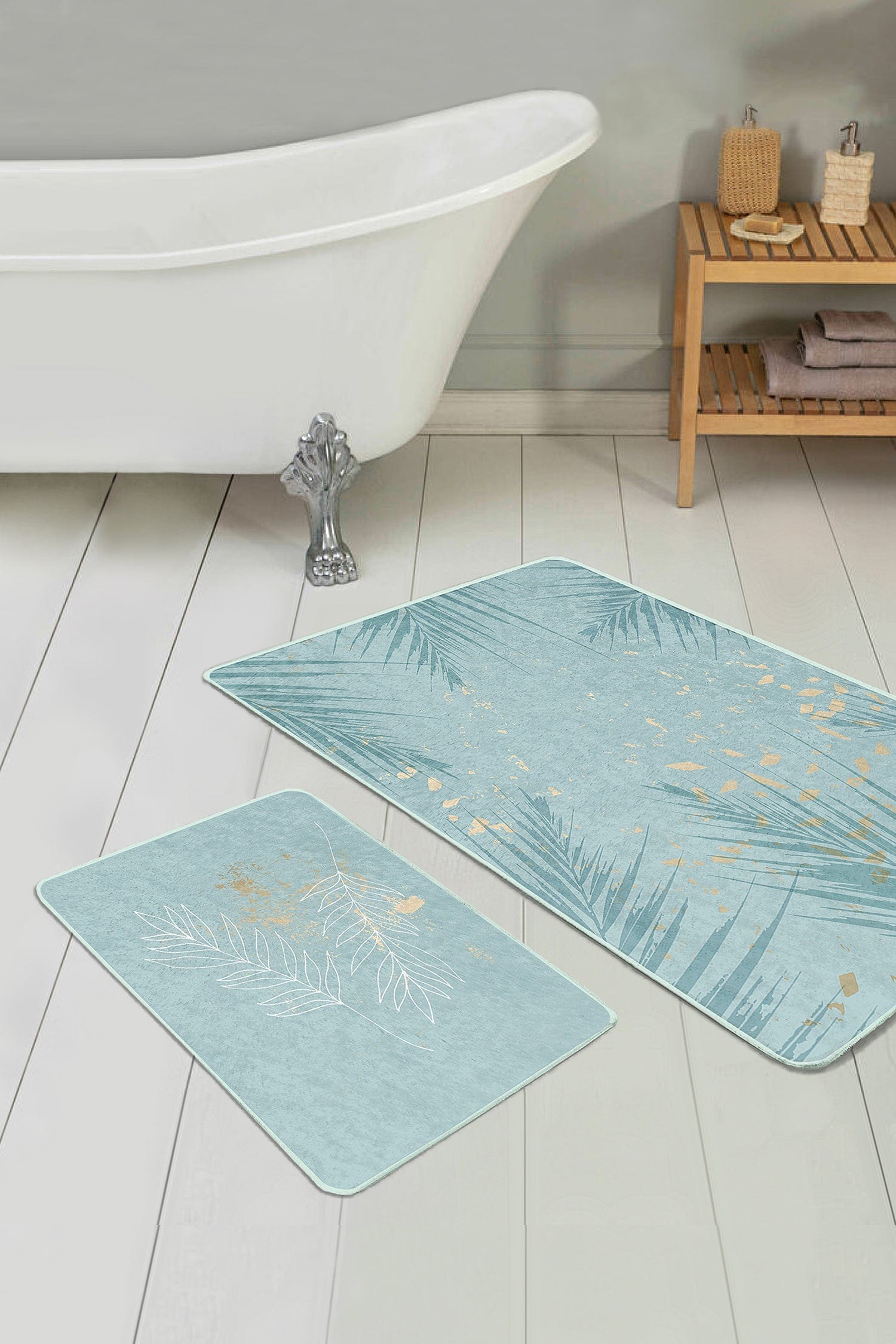 Set di 2 Tappetini da bagno antiscivolo Melo BPS158 Rectangle Multicolore, 100 x 60 cm / 60 x 50 cm (2)