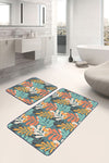 Set di 2 Tappetini da bagno antiscivolo Melo BPS159 Rectangle Multicolore, 100 x 60 cm / 60 x 50 cm (1)