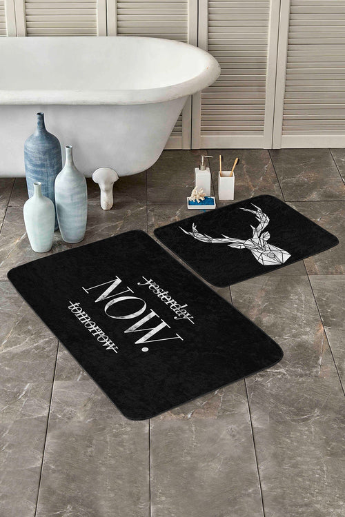 Set di 2 Tappetini da bagno antiscivolo Melo BPS63 Rectangle Multicolore, 100 x 60 cm / 60 x 50 cm (1)