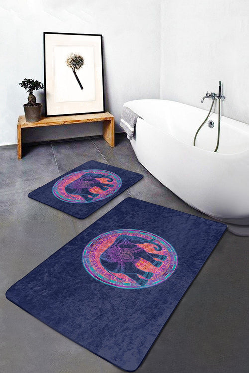Set di 2 Tappetini da bagno antiscivolo Melo BPS78 Rectangle Multicolore, 100 x 60 cm / 60 x 50 cm