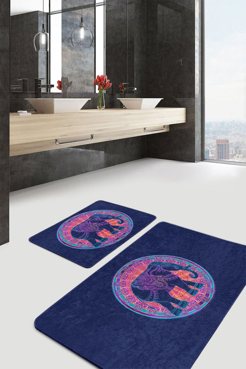 Set di 2 Tappetini da bagno antiscivolo Melo BPS78 Rectangle Multicolore, 100 x 60 cm / 60 x 50 cm (1)