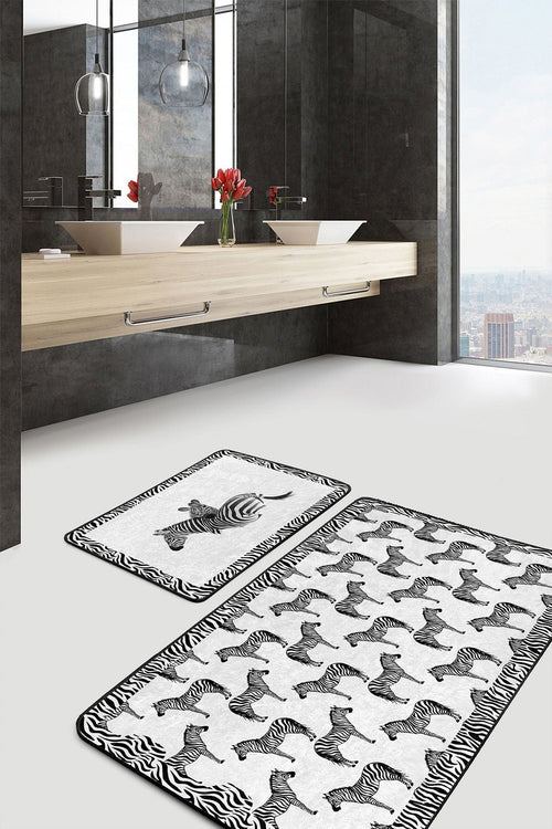 Set di 2 Tappetini da bagno antiscivolo Mete BPS504 Rectangle Multicolore, 100 x 60 cm / 60 x 50 cm
