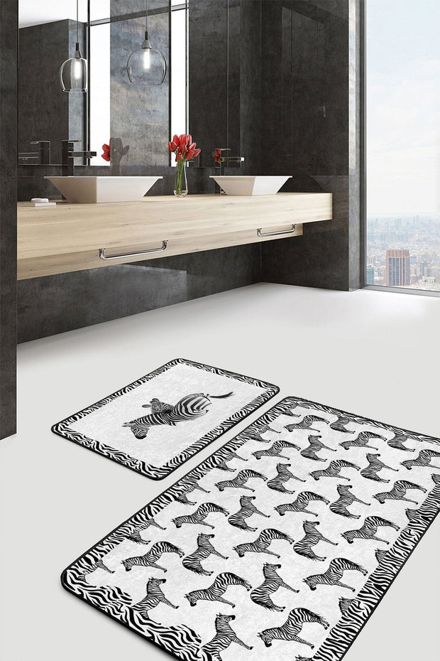 Set di 2 Tappetini da bagno antiscivolo Mete BPS504 Rectangle Multicolore, 100 x 60 cm / 60 x 50 cm