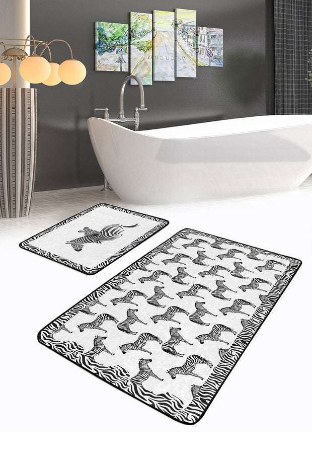 Set di 2 Tappetini da bagno antiscivolo Mete BPS504 Rectangle Multicolore, 100 x 60 cm / 60 x 50 cm (2)