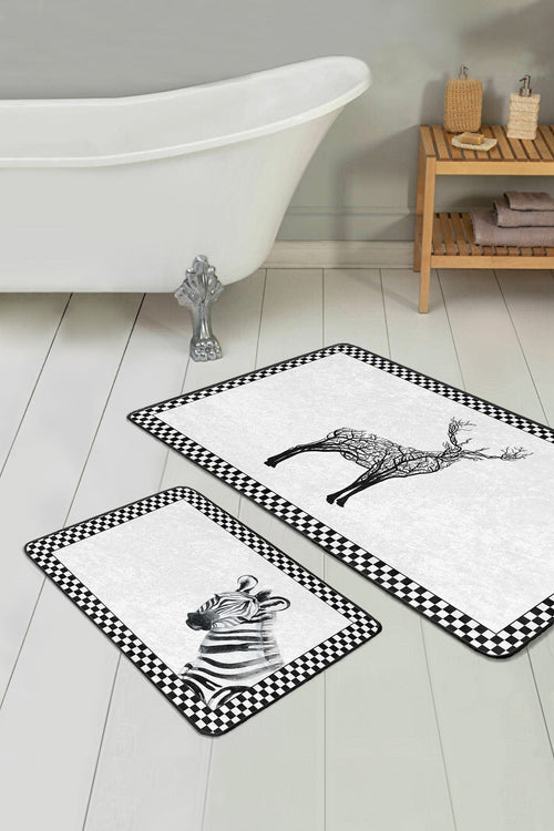 Set di 2 Tappetini da bagno antiscivolo Mete BPS505 Rectangle Multicolore, 100 x 60 cm / 60 x 50 cm