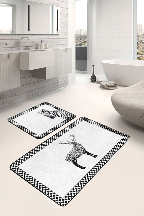 Set di 2 Tappetini da bagno antiscivolo Mete BPS505 Rectangle Multicolore, 100 x 60 cm / 60 x 50 cm (1)