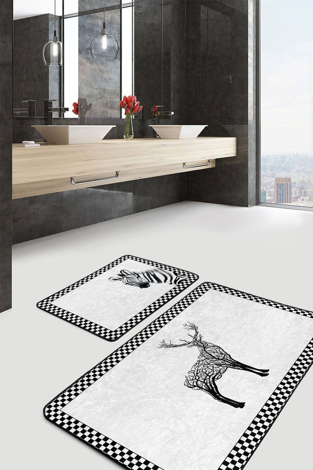 Set di 2 Tappetini da bagno antiscivolo Mete BPS505 Rectangle Multicolore, 100 x 60 cm / 60 x 50 cm (2)