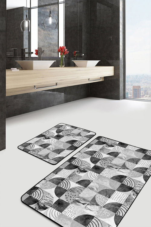 Set di 2 Tappetini da bagno antiscivolo Mete BPS506 Rectangle Multicolore, 100 x 60 cm / 60 x 50 cm