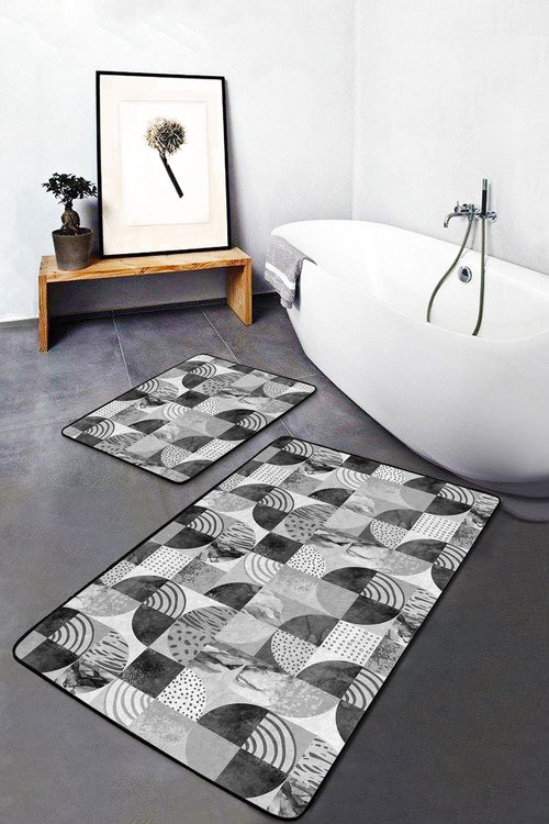 Set di 2 Tappetini da bagno antiscivolo Mete BPS506 Rectangle Multicolore, 100 x 60 cm / 60 x 50 cm (1)