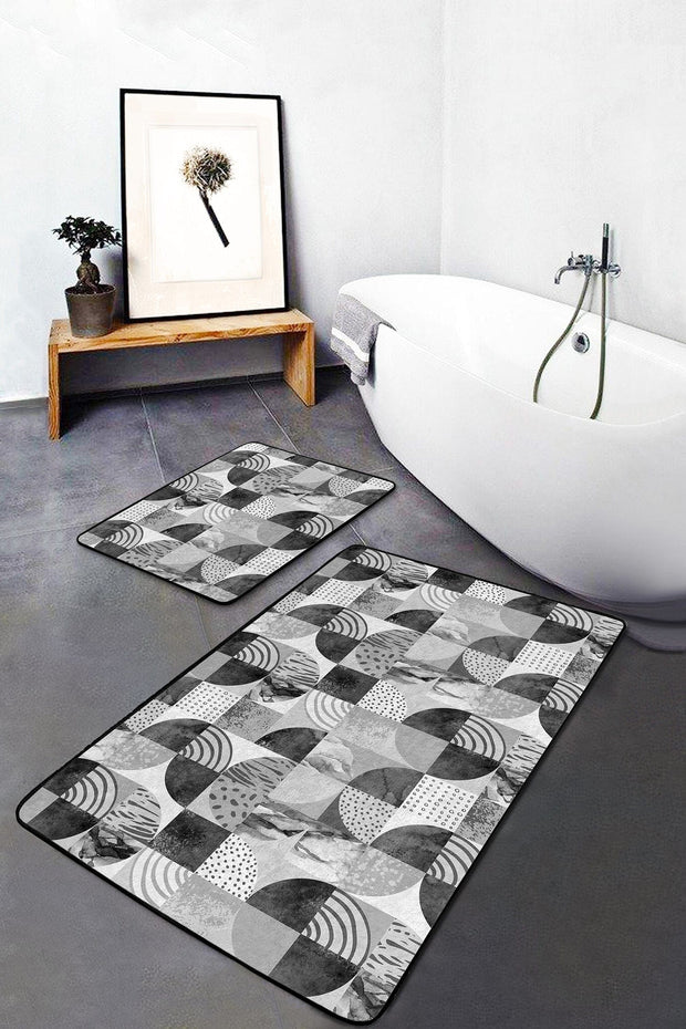 Set di 2 Tappetini da bagno antiscivolo Mete BPS506 Rectangle Multicolore, 100 x 60 cm / 60 x 50 cm (1)