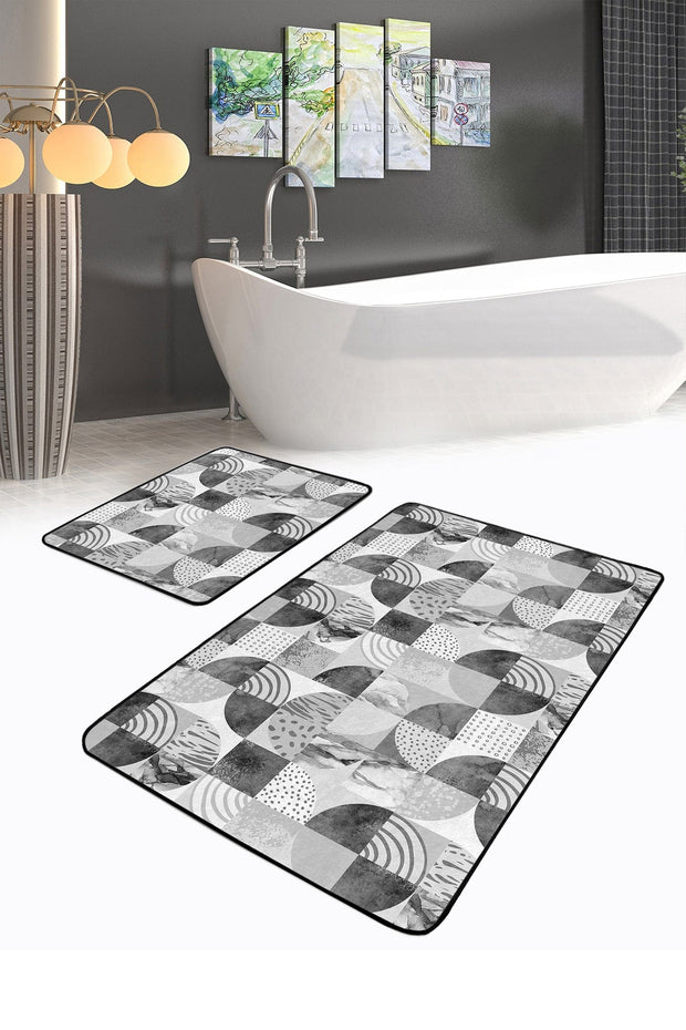 Set di 2 Tappetini da bagno antiscivolo Mete BPS506 Rectangle Multicolore, 100 x 60 cm / 60 x 50 cm (2)