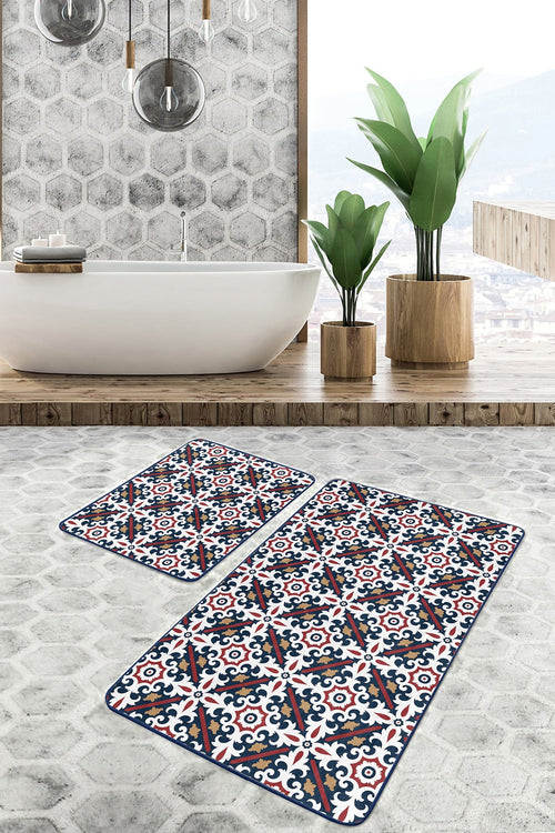Set di 2 Tappetini da bagno antiscivolo Mete BPS511 Rectangle Multicolore, 100 x 60 cm / 60 x 50 cm (1)
