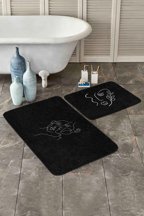 Set di 2 Tappetini da bagno antiscivolo Mete BPS513 Rectangle Multicolore, 100 x 60 cm / 60 x 50 cm