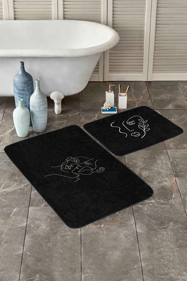 Set di 2 Tappetini da bagno antiscivolo Mete BPS513 Rectangle Multicolore, 100 x 60 cm / 60 x 50 cm