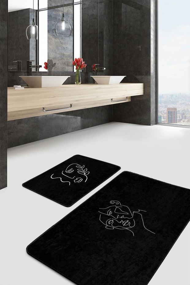 Set di 2 Tappetini da bagno antiscivolo Mete BPS513 Rectangle Multicolore, 100 x 60 cm / 60 x 50 cm (2)