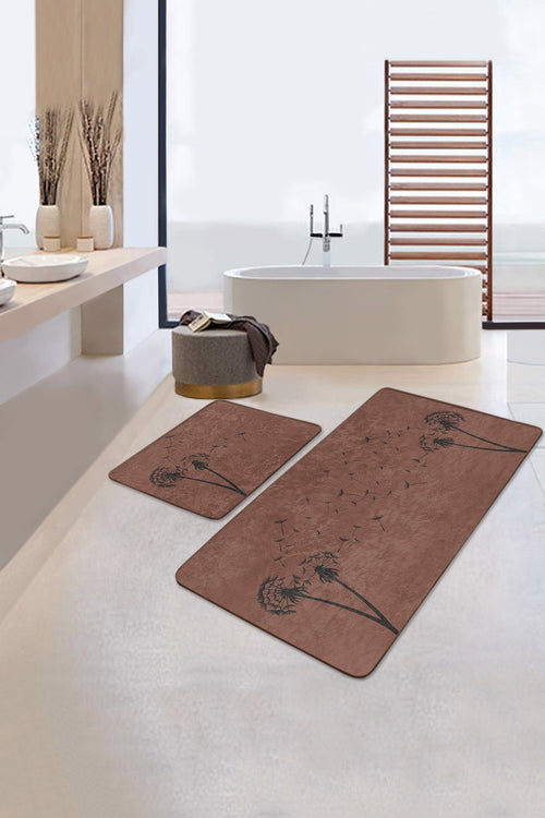 Set di 2 Tappetini da bagno antiscivolo Mete BPS514 Rectangle Multicolore, 100 x 60 cm / 60 x 50 cm