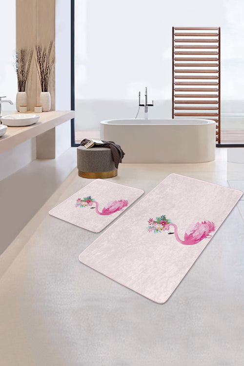 Set di 2 Tappetini da bagno antiscivolo Mete BPS516 Rectangle Multicolore, 100 x 60 cm / 60 x 50 cm