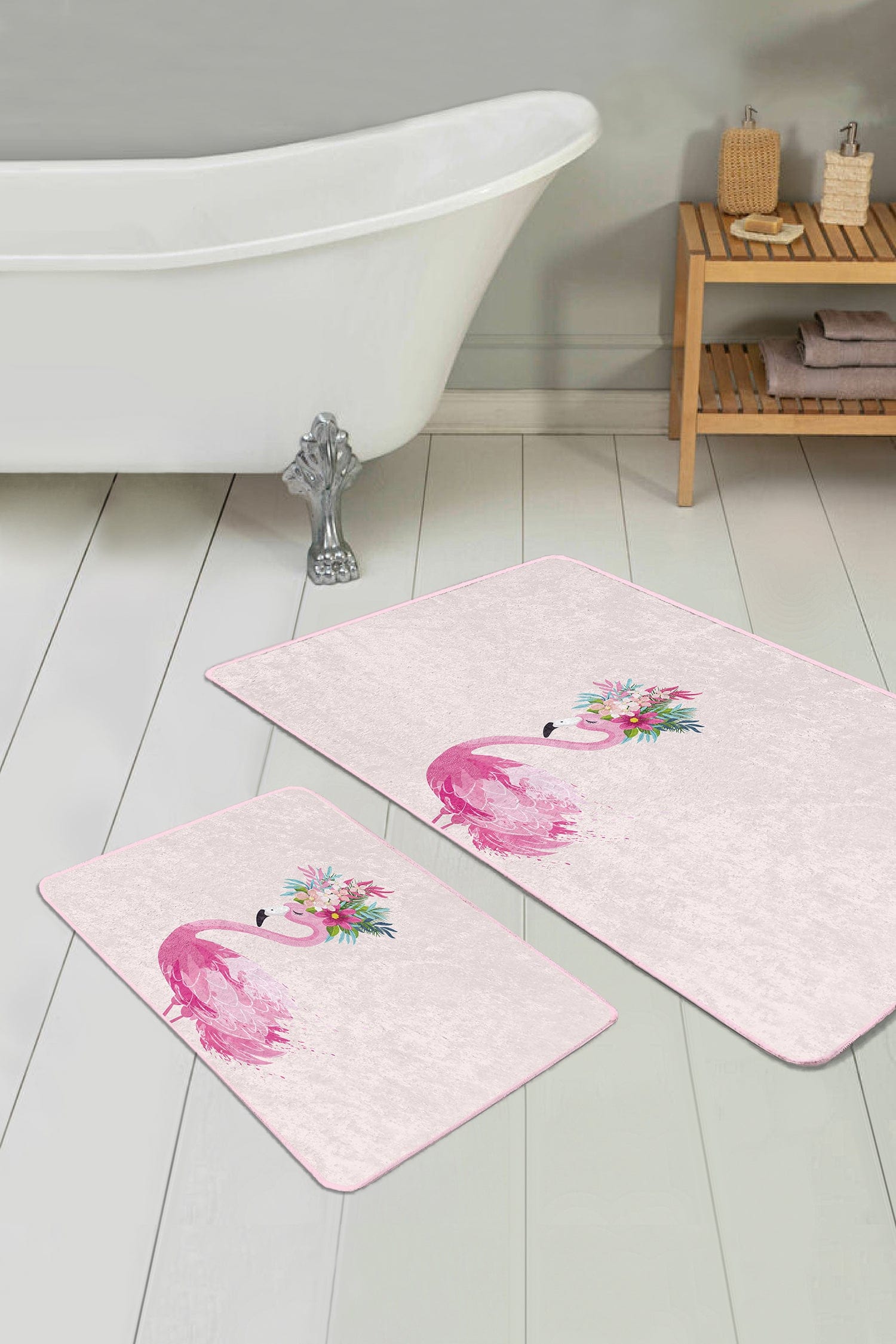 Set di 2 Tappetini da bagno antiscivolo Mete BPS516 Rectangle Multicolore, 100 x 60 cm / 60 x 50 cm (2)