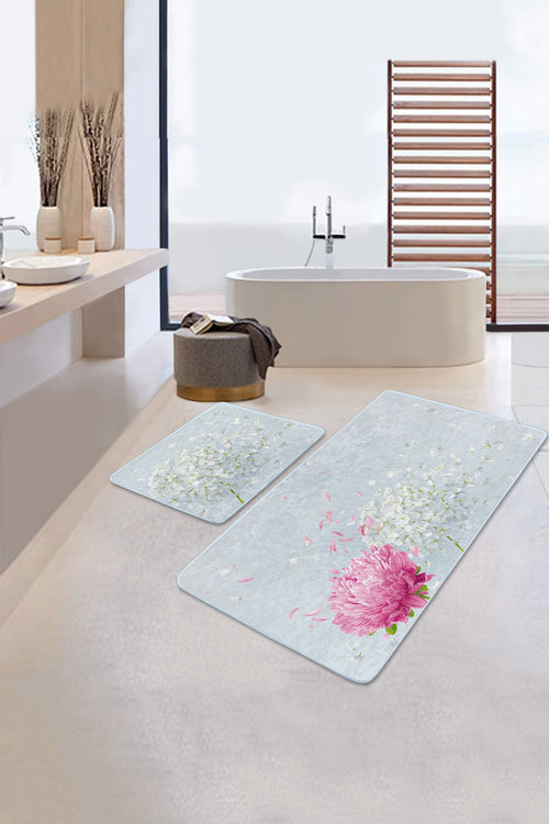 Set di 2 Tappetini da bagno antiscivolo Metin BPS79 Rectangle Multicolore, 100 x 60 cm / 60 x 50 cm