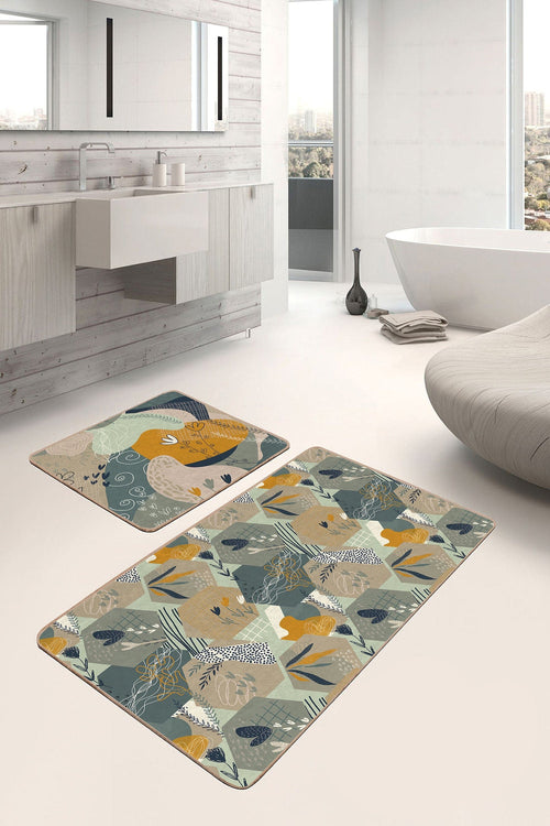 Set di 2 Tappetini da bagno antiscivolo Metin BPS82 Rectangle Multicolore, 100 x 60 cm / 60 x 50 cm (1)