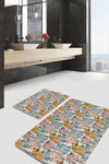 Set di 2 Tappetini da bagno antiscivolo Metin BPS86 Rectangle Multicolore, 100 x 60 cm / 60 x 50 cm (2)