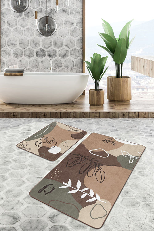 Set di 2 Tappetini da bagno antiscivolo Metin BPS90 Rectangle Multicolore, 100 x 60 cm / 60 x 50 cm