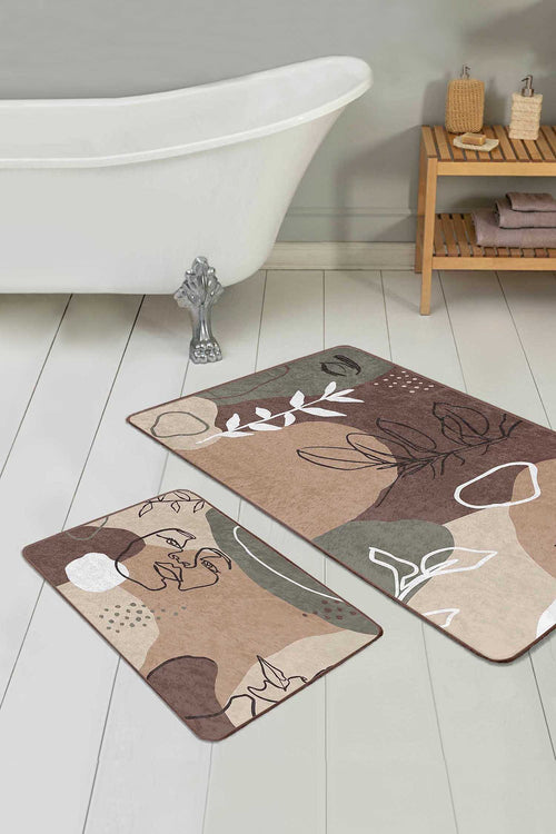 Set di 2 Tappetini da bagno antiscivolo Metin BPS90 Rectangle Multicolore, 100 x 60 cm / 60 x 50 cm (1)