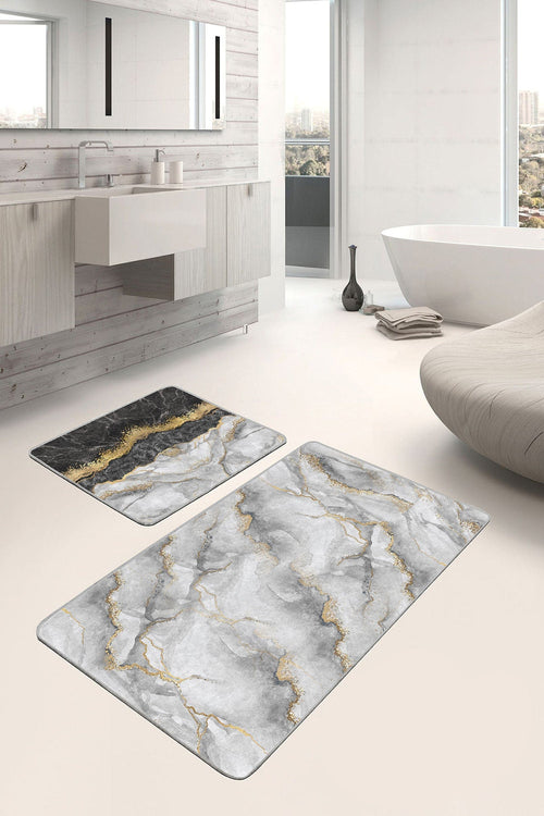 Set di 2 Tappetini da bagno antiscivolo Metin BPS94 Rectangle Multicolore, 100 x 60 cm / 60 x 50 cm (1)