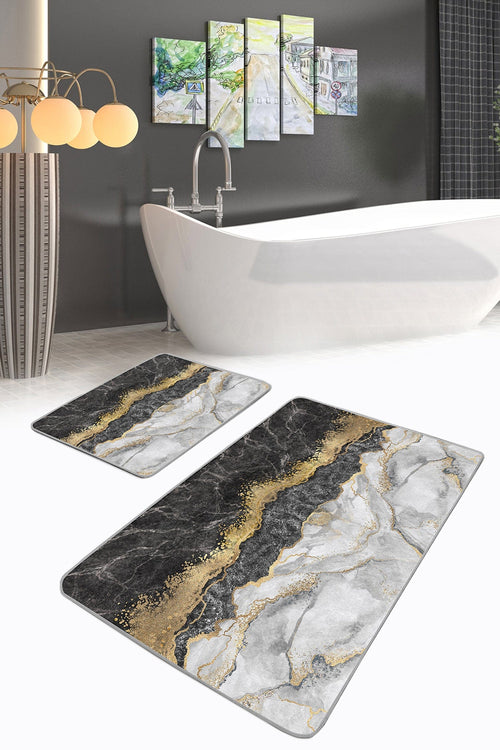 Set di 2 Tappetini da bagno antiscivolo Metin BPS95 Rectangle Multicolore, 100 x 60 cm / 60 x 50 cm