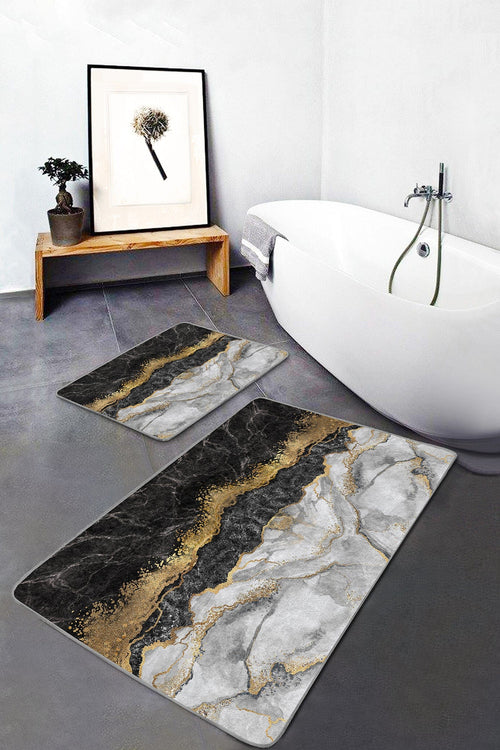 Set di 2 Tappetini da bagno antiscivolo Metin BPS95 Rectangle Multicolore, 100 x 60 cm / 60 x 50 cm (1)