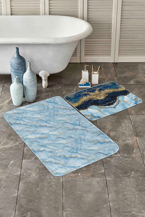 Set di 2 Tappetini da bagno antiscivolo Metin BPS96 Rectangle Multicolore, 100 x 60 cm / 60 x 50 cm