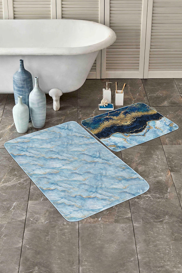 Set di 2 Tappetini da bagno antiscivolo Metin BPS96 Rectangle Multicolore, 100 x 60 cm / 60 x 50 cm