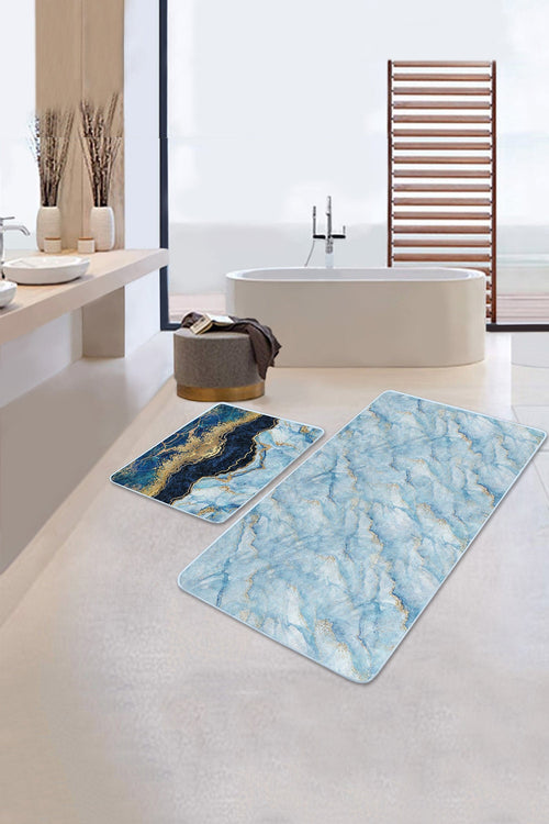 Set di 2 Tappetini da bagno antiscivolo Metin BPS96 Rectangle Multicolore, 100 x 60 cm / 60 x 50 cm (1)