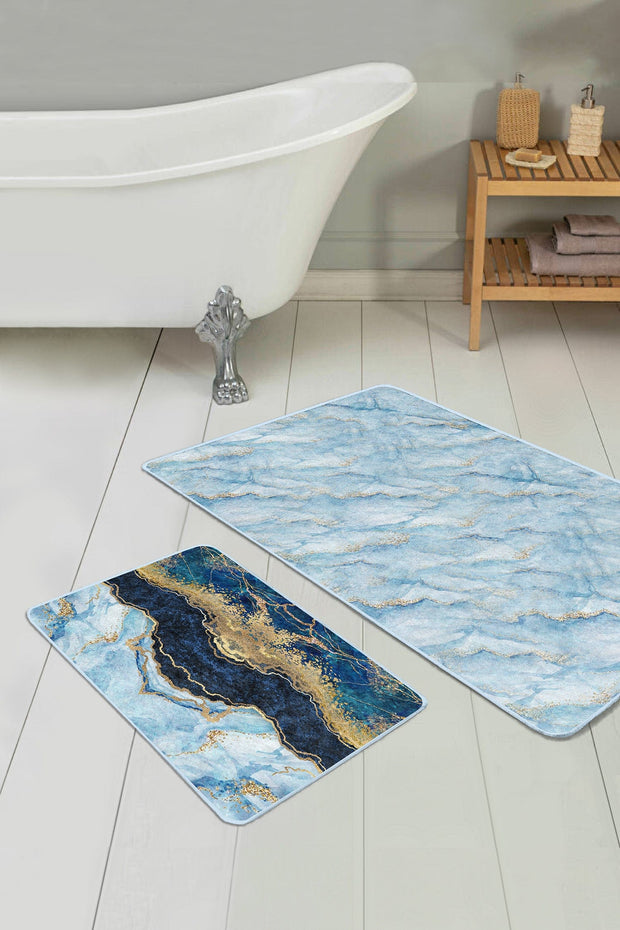 Set di 2 Tappetini da bagno antiscivolo Metin BPS96 Rectangle Multicolore, 100 x 60 cm / 60 x 50 cm (2)