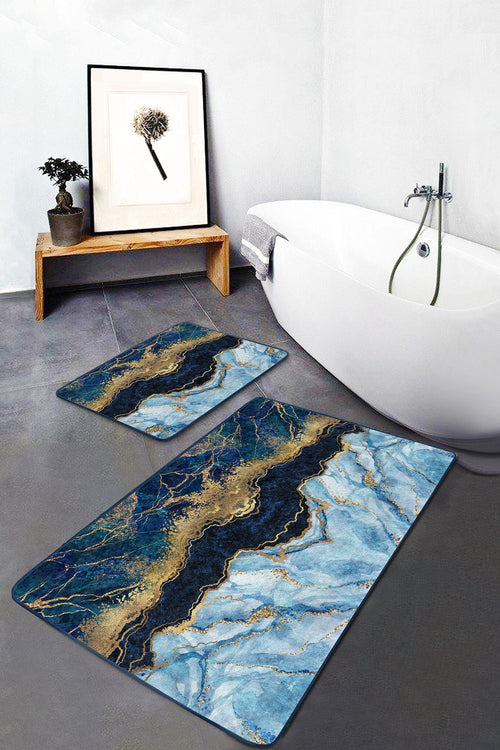 Set di 2 Tappetini da bagno antiscivolo Metin BPS97 Rectangle Multicolore, 100 x 60 cm / 60 x 50 cm