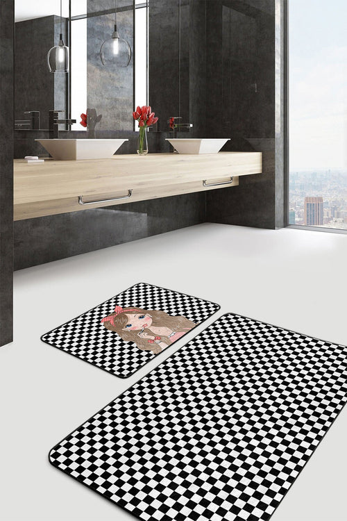 Set di 2 Tappetini da bagno antiscivolo Miran BPS38 Rectangle Multicolore, 100 x 60 cm / 60 x 50 cm (1)