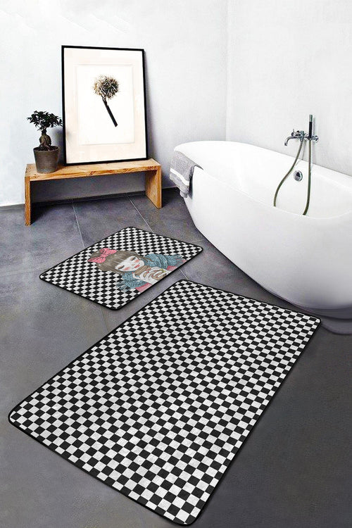 Set di 2 Tappetini da bagno antiscivolo Miran BPS39 Rectangle Multicolore, 100 x 60 cm / 60 x 50 cm