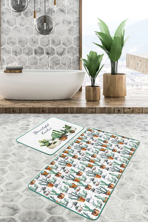 Set di 2 Tappetini da bagno antiscivolo Miran BPS40 Rectangle Multicolore, 100 x 60 cm / 60 x 50 cm