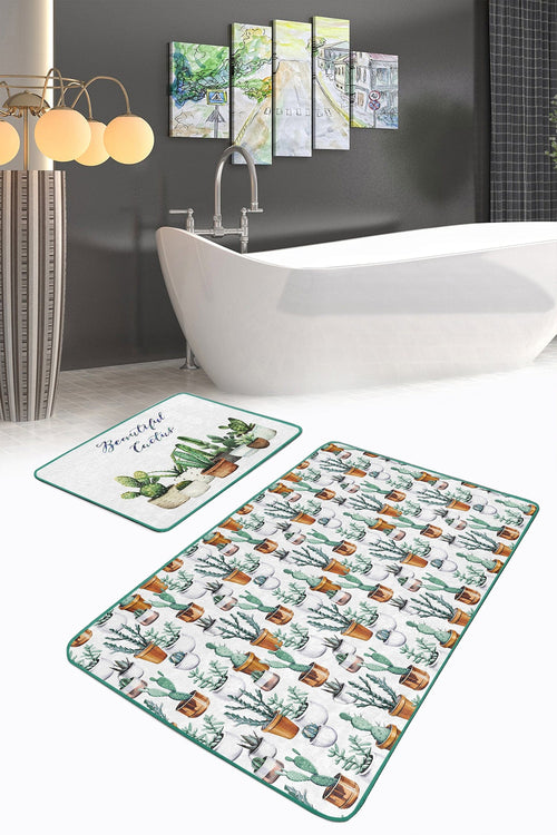 Set di 2 Tappetini da bagno antiscivolo Miran BPS40 Rectangle Multicolore, 100 x 60 cm / 60 x 50 cm (1)