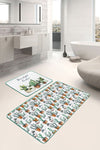Set di 2 Tappetini da bagno antiscivolo Miran BPS40 Rectangle Multicolore, 100 x 60 cm / 60 x 50 cm (2)