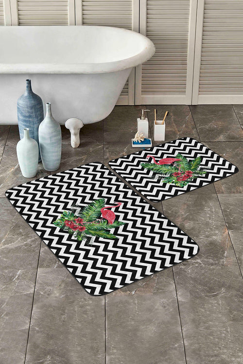 Set di 2 Tappetini da bagno antiscivolo Miran BPS41 Rectangle Multicolore, 100 x 60 cm / 60 x 50 cm
