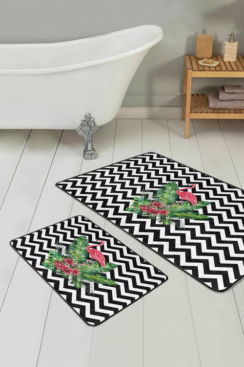 Set di 2 Tappetini da bagno antiscivolo Miran BPS41 Rectangle Multicolore, 100 x 60 cm / 60 x 50 cm (1)