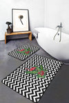 Set di 2 Tappetini da bagno antiscivolo Miran BPS41 Rectangle Multicolore, 100 x 60 cm / 60 x 50 cm (2)