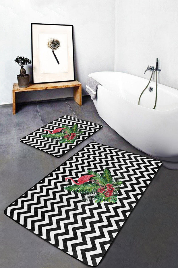 Set di 2 Tappetini da bagno antiscivolo Miran BPS41 Rectangle Multicolore, 100 x 60 cm / 60 x 50 cm (2)