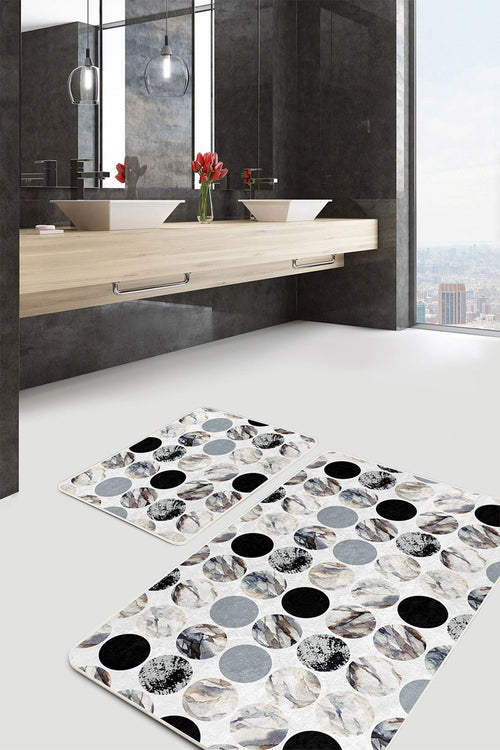 Set di 2 Tappetini da bagno antiscivolo Miran BPS43 Rectangle Multicolore, 100 x 60 cm / 60 x 50 cm