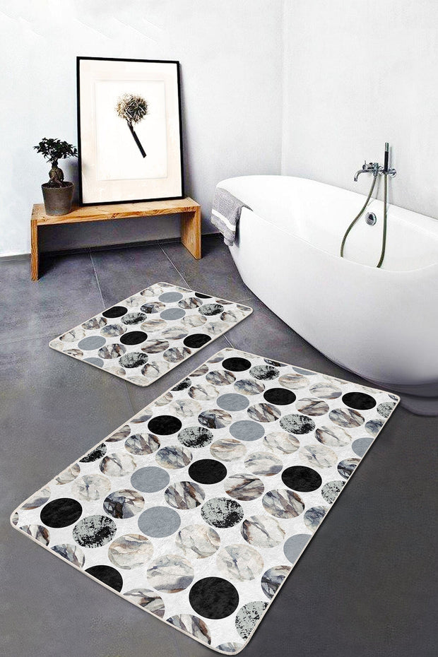 Set di 2 Tappetini da bagno antiscivolo Miran BPS43 Rectangle Multicolore, 100 x 60 cm / 60 x 50 cm (2)