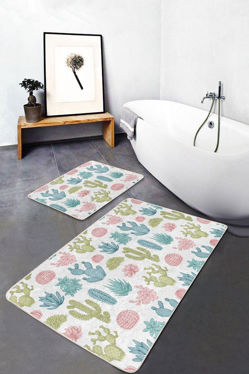 Set di 2 Tappetini da bagno antiscivolo Miran BPS44 Rectangle Multicolore, 100 x 60 cm / 60 x 50 cm (1)