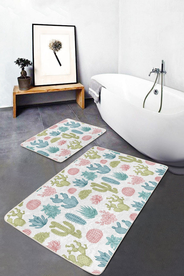 Set di 2 Tappetini da bagno antiscivolo Miran BPS44 Rectangle Multicolore, 100 x 60 cm / 60 x 50 cm (1)