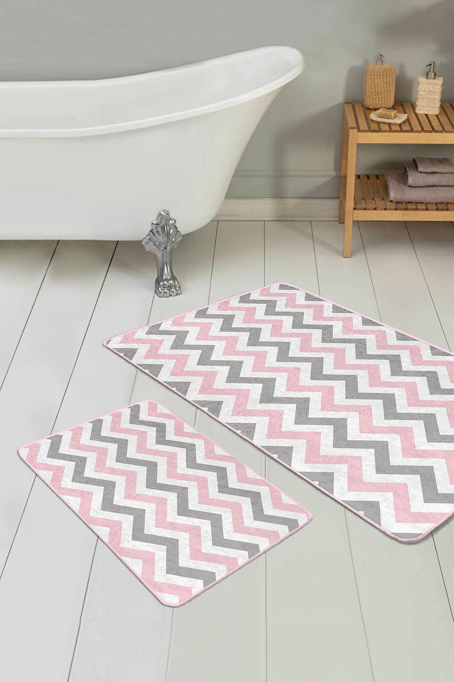 Set di 2 Tappetini da bagno antiscivolo Miran BPS45 Rectangle Multicolore, 100 x 60 cm / 60 x 50 cm (1)