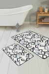 Set di 2 Tappetini da bagno antiscivolo Miran BPS47 Rectangle Multicolore, 100 x 60 cm / 60 x 50 cm